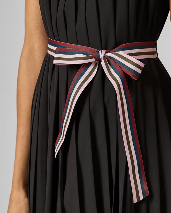 Ted Baker Pleatzi Colourful Grosgrain Midi Dress, Black - Image 2