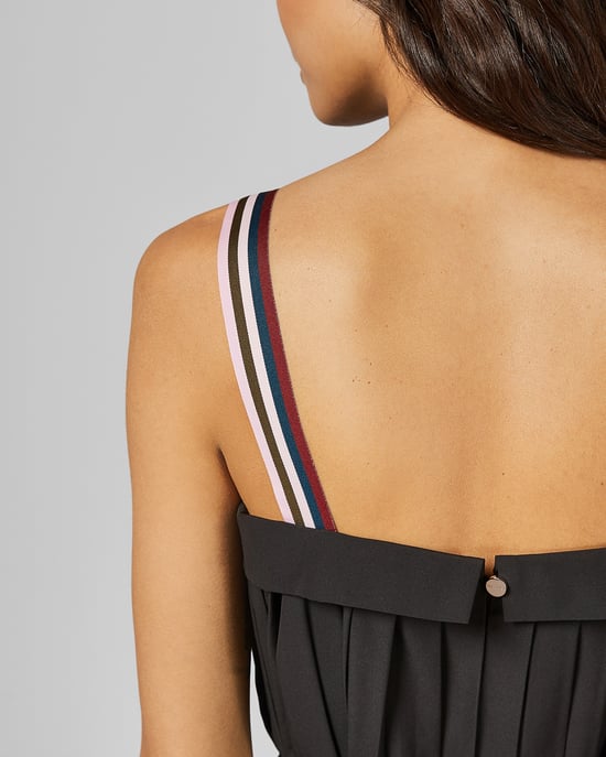 Ted Baker Pleatzi Colourful Grosgrain Midi Dress, Black - Image 3