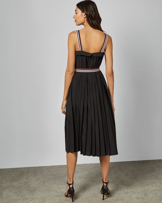 Ted Baker Pleatzi Colourful Grosgrain Midi Dress, Black - Image 4