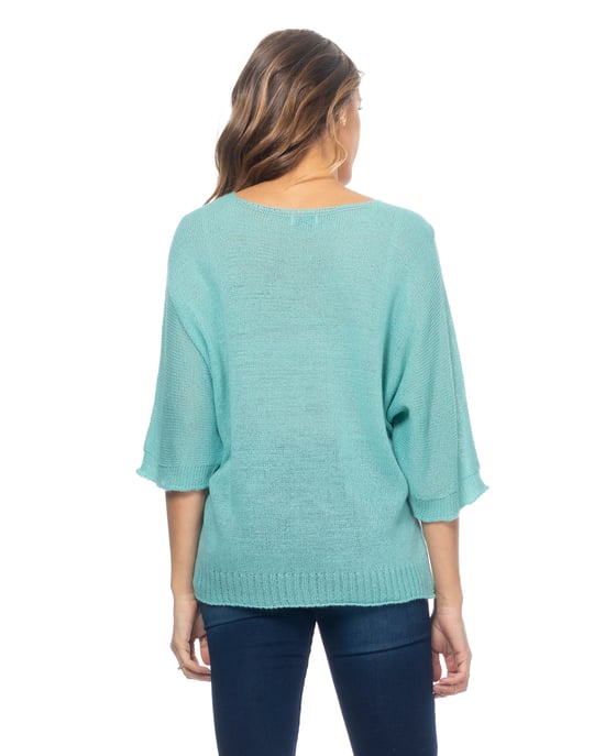 Knit Sweater With Rhinestone Star And French Sleeves - Image 2