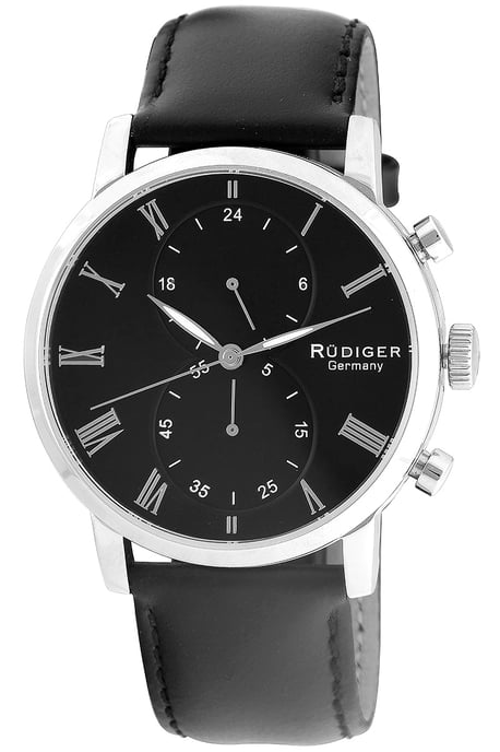 Rudiger Men's R2300-04-007 Bavaria Luminous Black Dial Black Leather Watch - Image 1