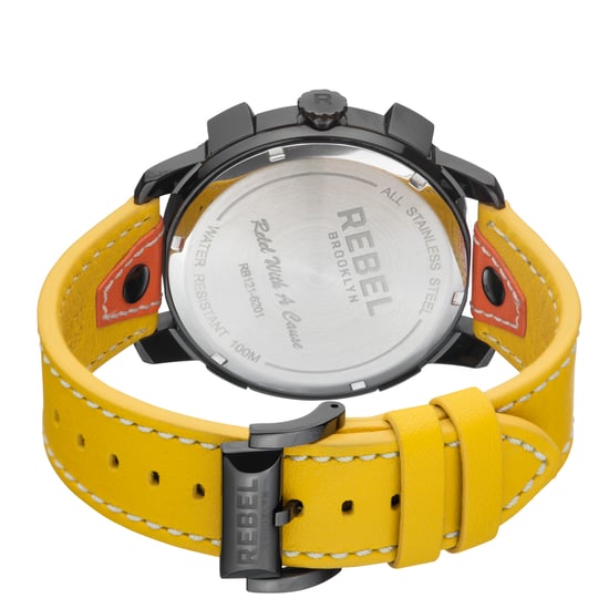 Rebel Men's Weeksville Yellow Gold/Bronze Dial Leather Watch