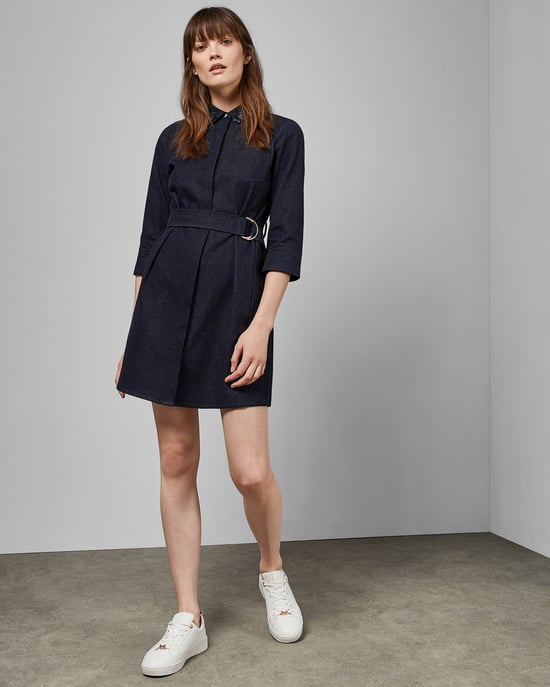 Ted Baker Salat Collar Detail Denim Shirt Dress in Navy
