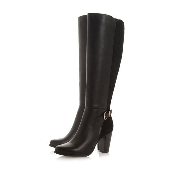 Dune Ladies SAMUELLA Mixed Material Knee High Buckle Strap Boots
