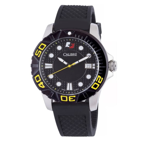 Calibre Men's Akron Swiss Made Movement Watch Black Rubber Strap Black Dial - Image 1