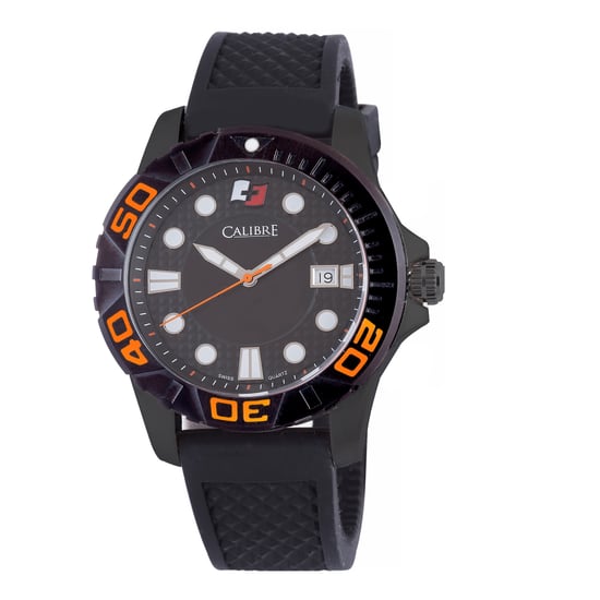 Calibre Men's Akron Swiss Made Movement Watch Black Rubber Strap Black Dial - Image 1