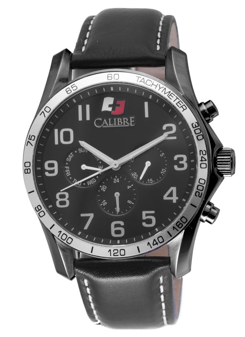 Calibre Men's Buffalo Swiss Made Movement Watch Black Leather Calfskin Black L3 Dial - Image 1