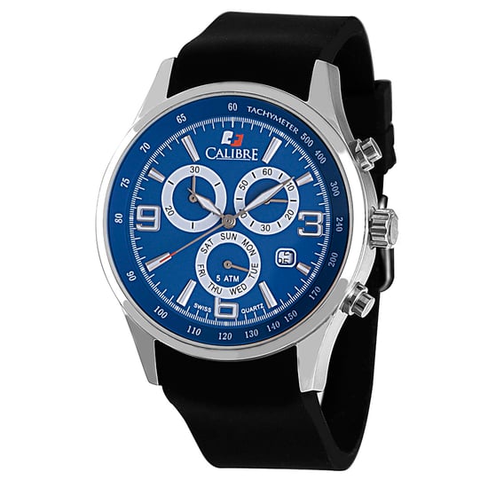 Calibre Men's Mauler Swiss Made Movement Watch Black Silicone Strap Blue Dial - Image 1