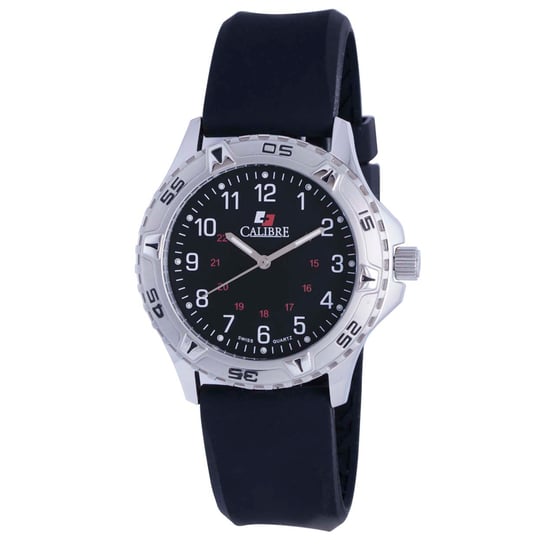 Calibre Men's Sea Wolf Swiss Made Movement Watch Black Silicone Strap Black Dial - Image 1