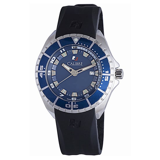 Calibre Men's Sea Knight Swiss Made Movement Watch Black Rubber Strap Blue Dial - Image 1