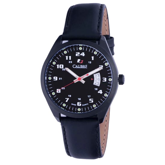 Calibre Men's Trooper Swiss Made Movement Watch Black Leather Calfskin Strap Black Dial - Image 1