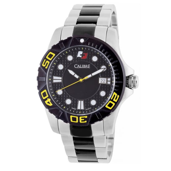 Calibre Men's Akron Swiss Made Movement Watch Two Tone Stainless Steel Strap Black Dial - Image 1