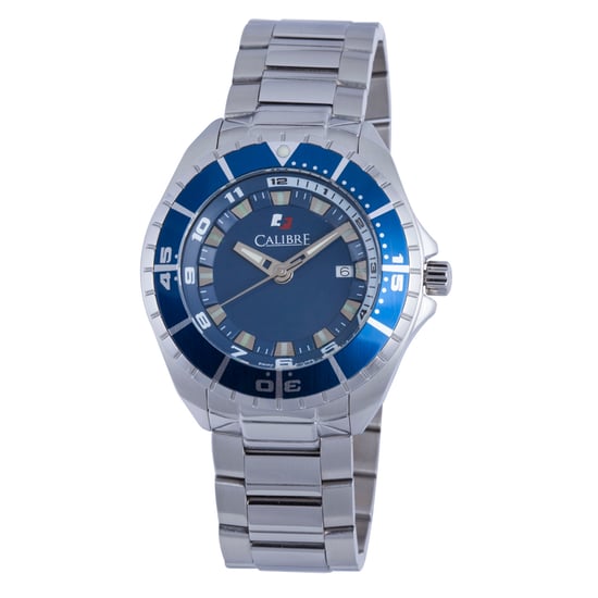 Calibre Men's Sea Knight Swiss Made Movement Watch Silver Stainless Steel Strap Blue Dial - Image 1