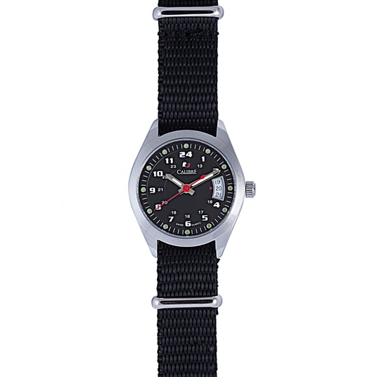Calibre Women's Trooper Lady Swiss Made Movement Watch Black Canvas Strap Black Dial - Image 1