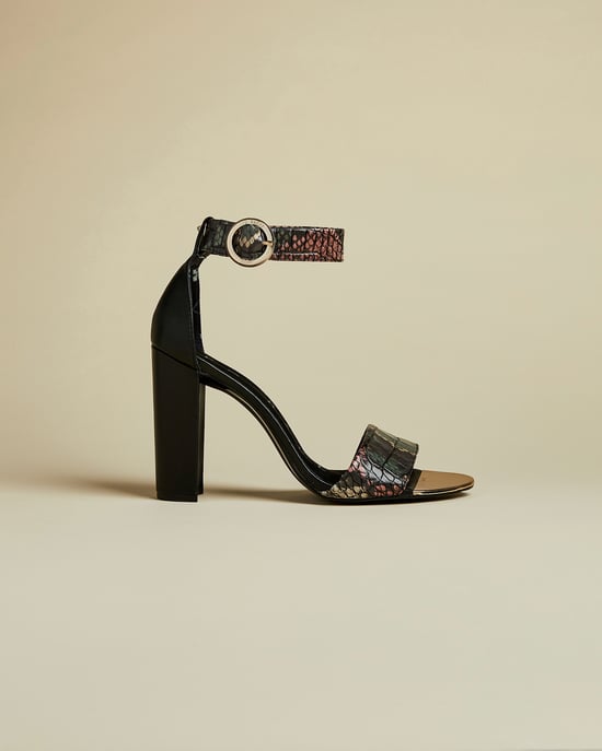 Ted Baker Secoaim Snake Embossed High Heeled Sandal in Black - Image 1