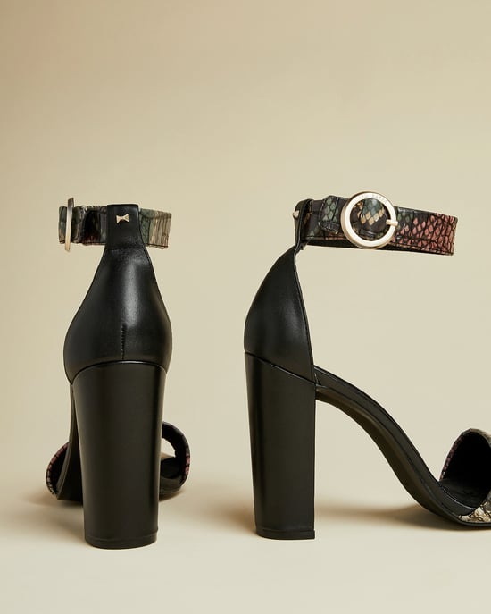 Ted Baker Secoaim Snake Embossed High Heeled Sandal in Black - Image 4