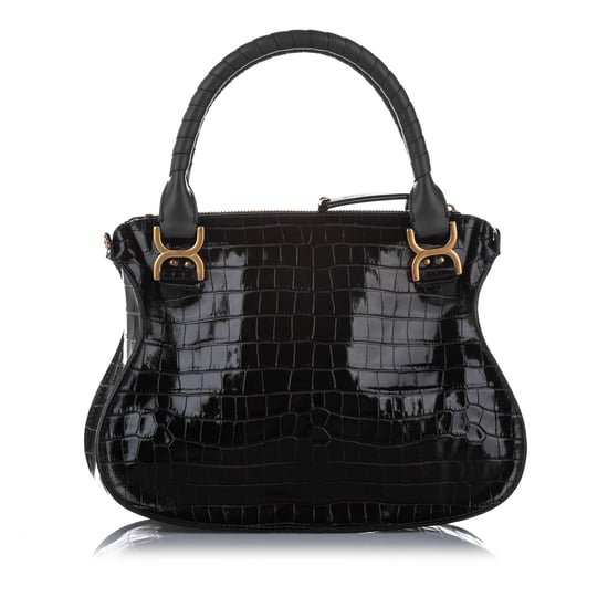 Vintage Chloe Embossed Marcie Leather Satchel Black - Image 4