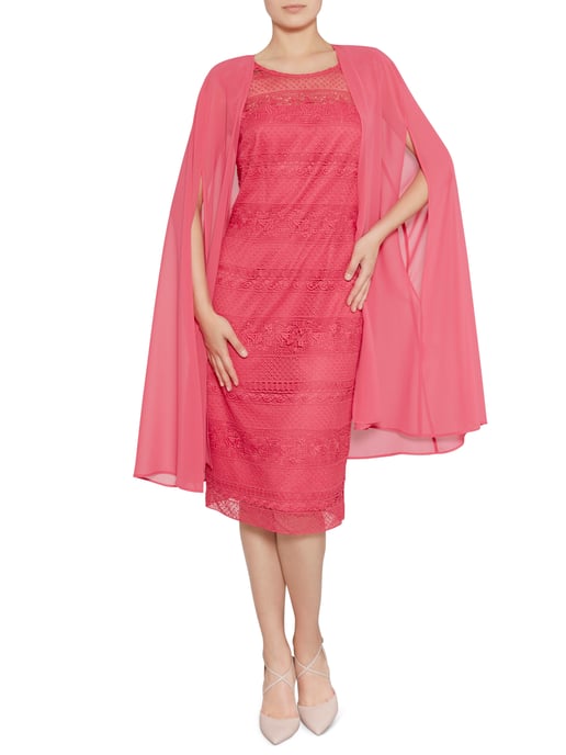 Gina Bacconi Chiffon Cape in Red