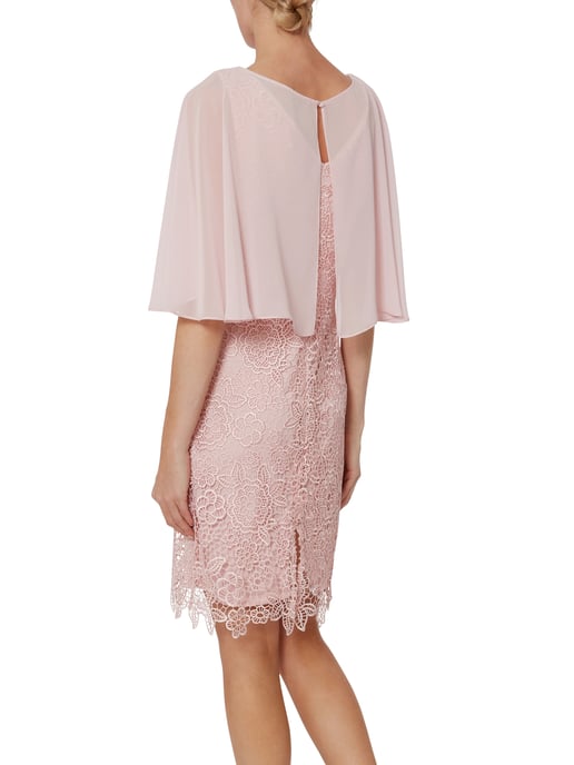 Gina Bacconi Jonina Embroidered Dress with Cape in Pink