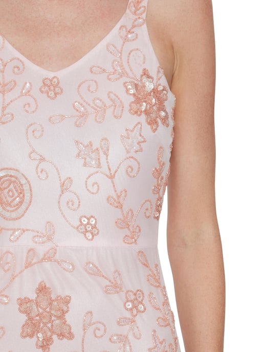 Gina Bacconi Zaina Beaded Maxi Dress in Pink