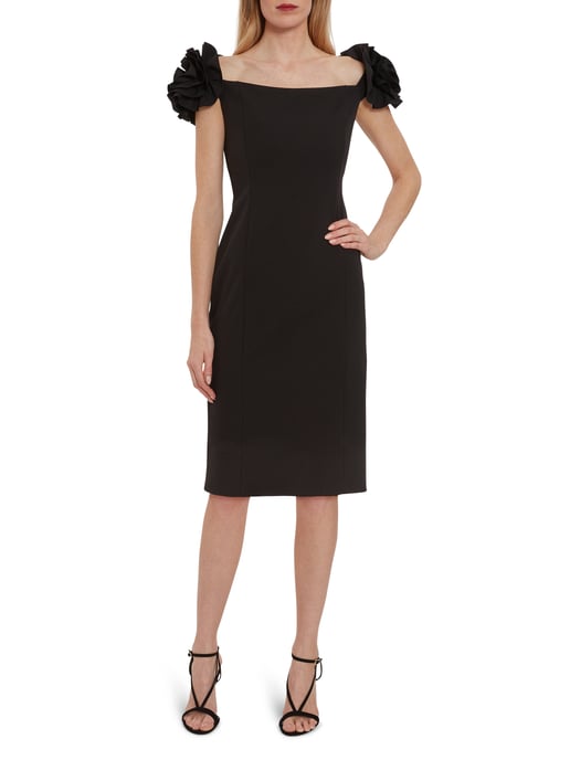Gina Bacconi Bretta Stretch Crepe Dress in Black