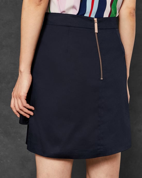 Ted Baker Suzanah Pleat Ruffle Detail Mini Skirt in Navy