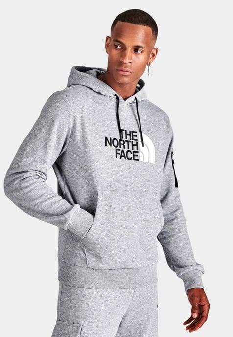 The North Face Logo Woven Pocket Hoodie in Light Grey - Image 3