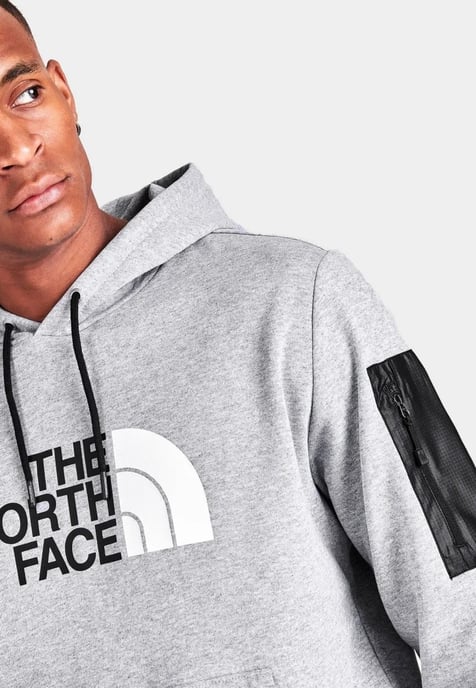 The North Face Logo Woven Pocket Hoodie in Light Grey - Image 4