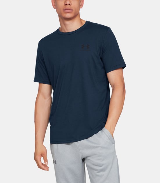 Under Armour Heren Sportstyle T-shirt met Korte Mouwen en Linker Borst, Marineblauw - Image 3