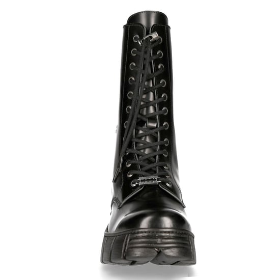 New Rock Boots Leather Mid-Calf Tower Biker Boots- M-WALL027N-C2