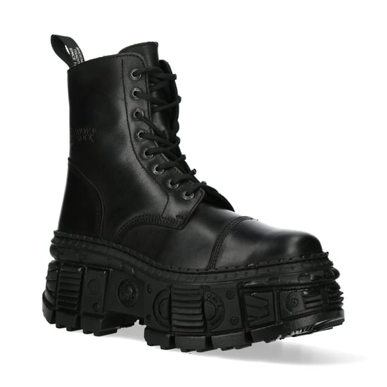 New Rock Black Goth Leather Boots-WALL083C-S5