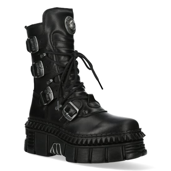 New Rock Mid-Calf Leather Platform Boots-WALL373-S6