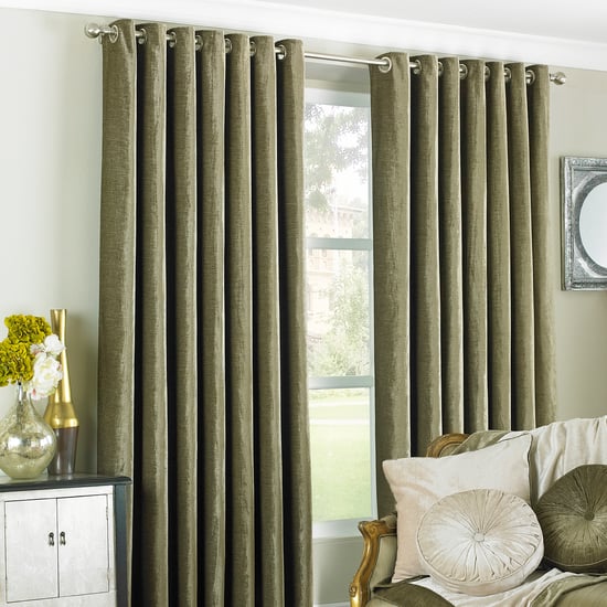 Wellesley Velvet Feel Eyelet Curtains in Mocha - Image 1