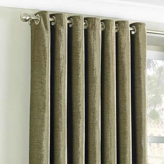 Wellesley Velvet Feel Eyelet Curtains in Mocha - Image 2