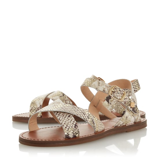 Dune Ladies WF LAVELL Wide Fit Cross Strap Flat Sandals