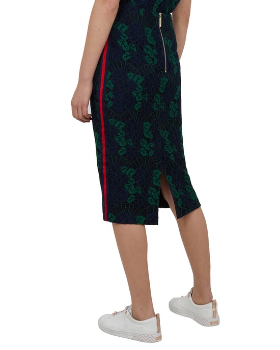 Ted Baker Zinniaa Lace Pencil Midi Skirt, Navy - Image 3