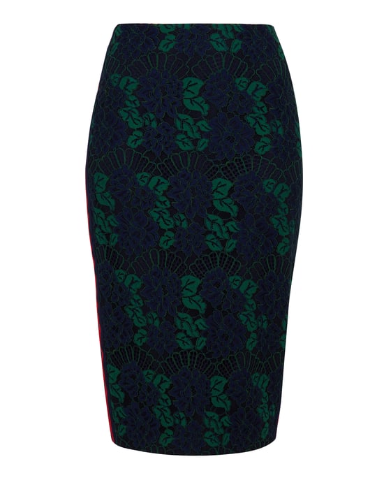Ted Baker Zinniaa Lace Pencil Midi Skirt, Navy - Image 4