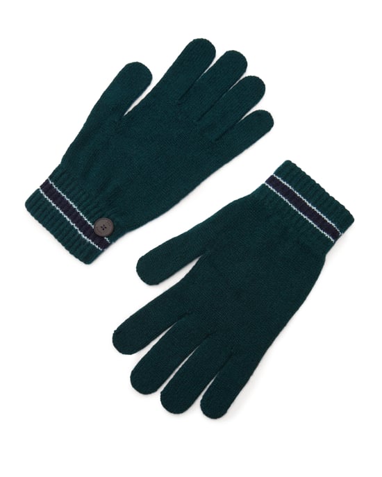 Ted Baker Pairs Stripe Cuff Knitted Gloves, Teal Blue