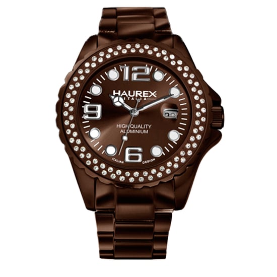 Haurex Italy Women's XK374DMM Ink Stones Brown Aluminum Crystal Date Watch - Image 1