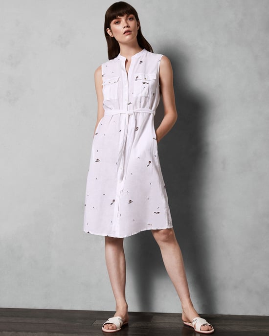 Ted Baker Xxena Embroidered Swimmers Shirt Dress in Ivory