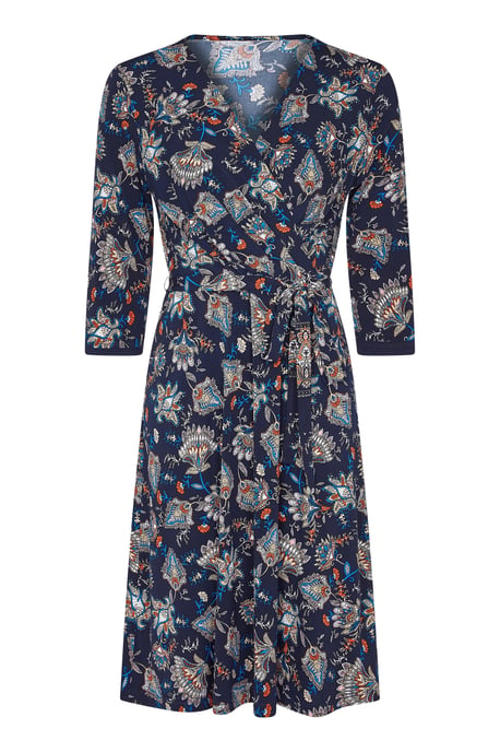 Navy Plus Size Chintz Floral Jersey Wrap Dress
