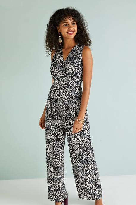 Leopard Print Wrap Jumpsuit