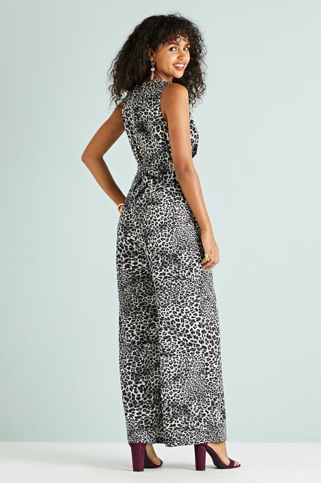 Leopard Print Wrap Jumpsuit