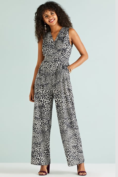 Leopard Print Wrap Jumpsuit