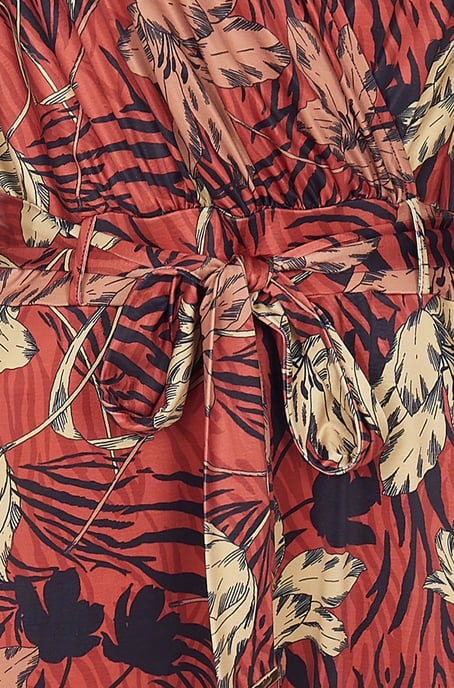 Animal Stripe Print Jersey Jumpsuit