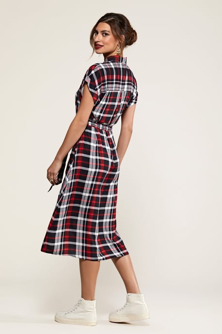 Multi Check Print Shirt Dress