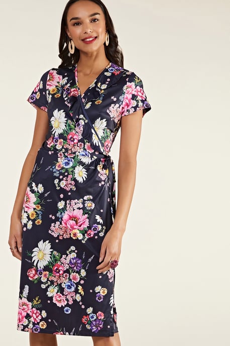 Daisy Bouquet Frill Wrap Dress