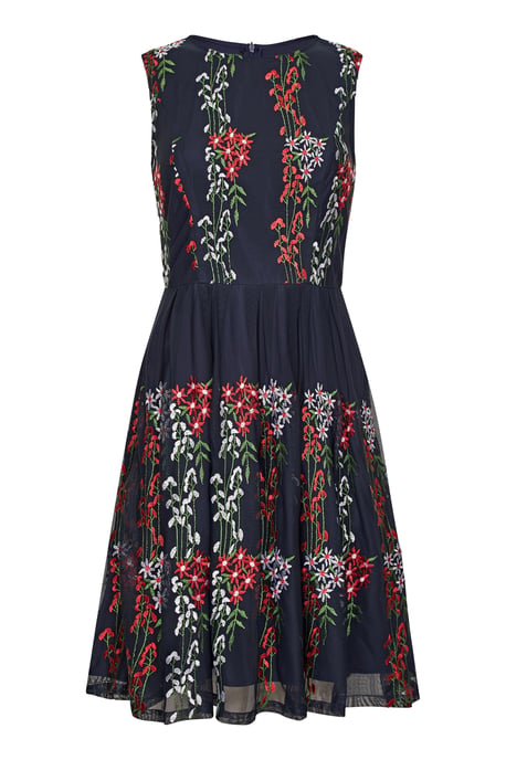 Embroidered Floral Mesh Dress