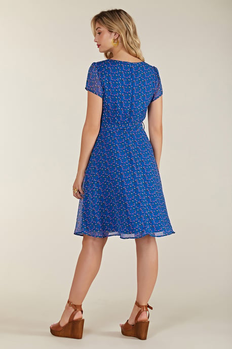 Blue Ditsy Floral Skater Dress