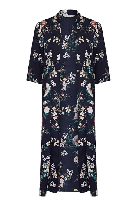 Floral Print Long Kimono